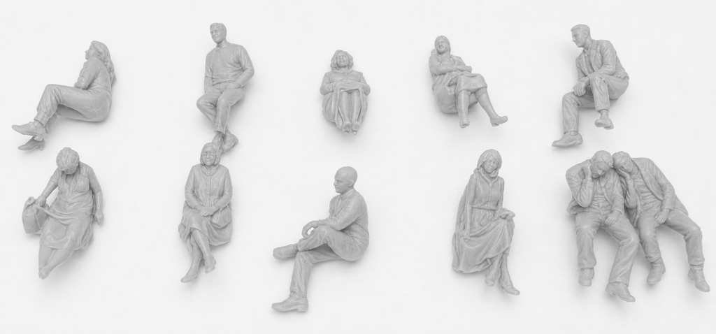 50 Seated people printed