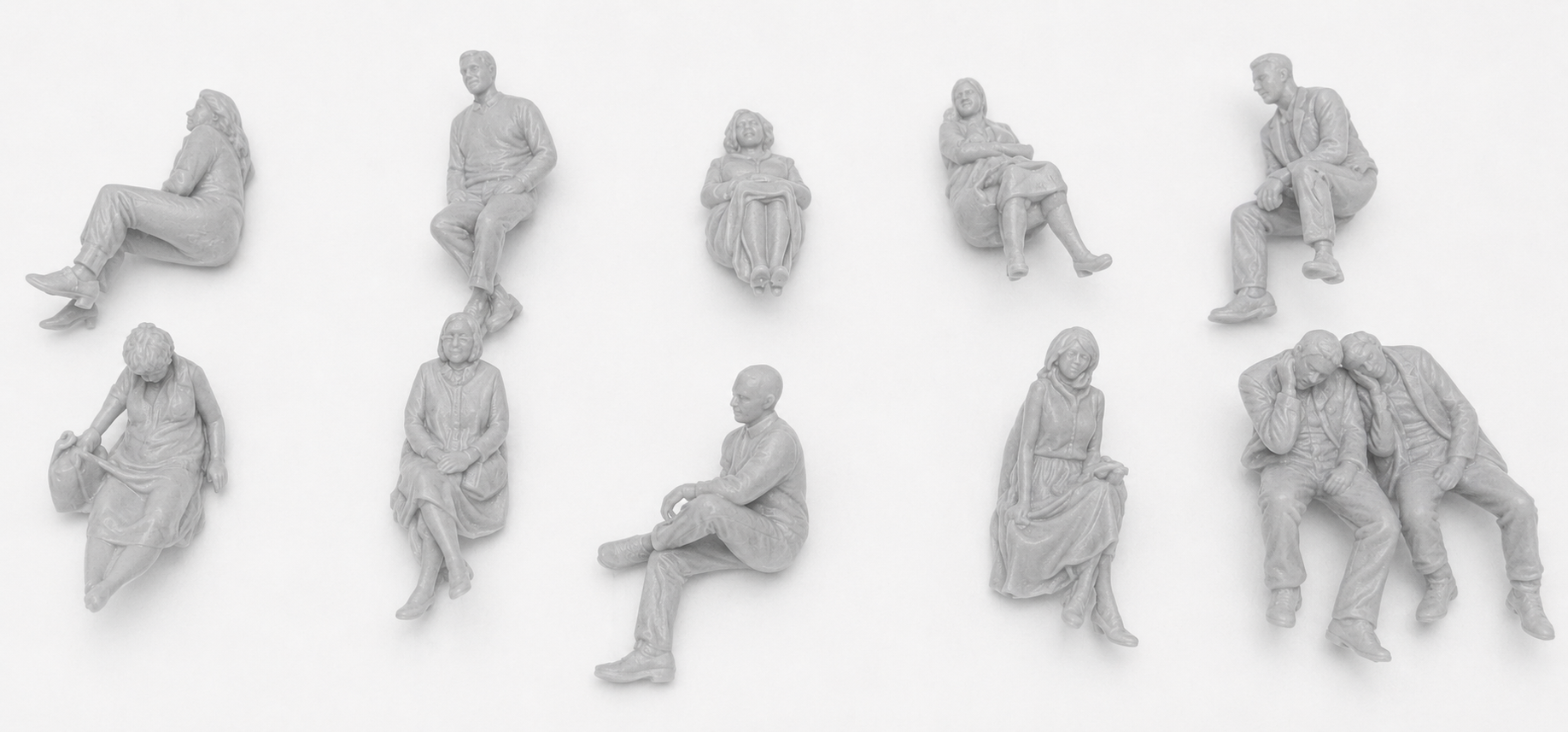 50 Seated people printed