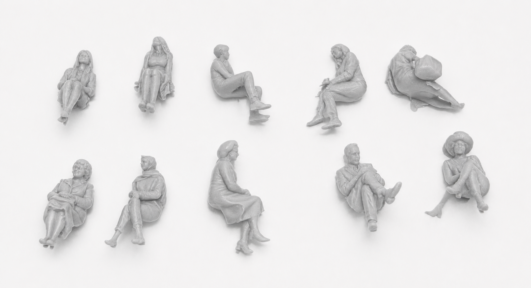 50 Seated people printed