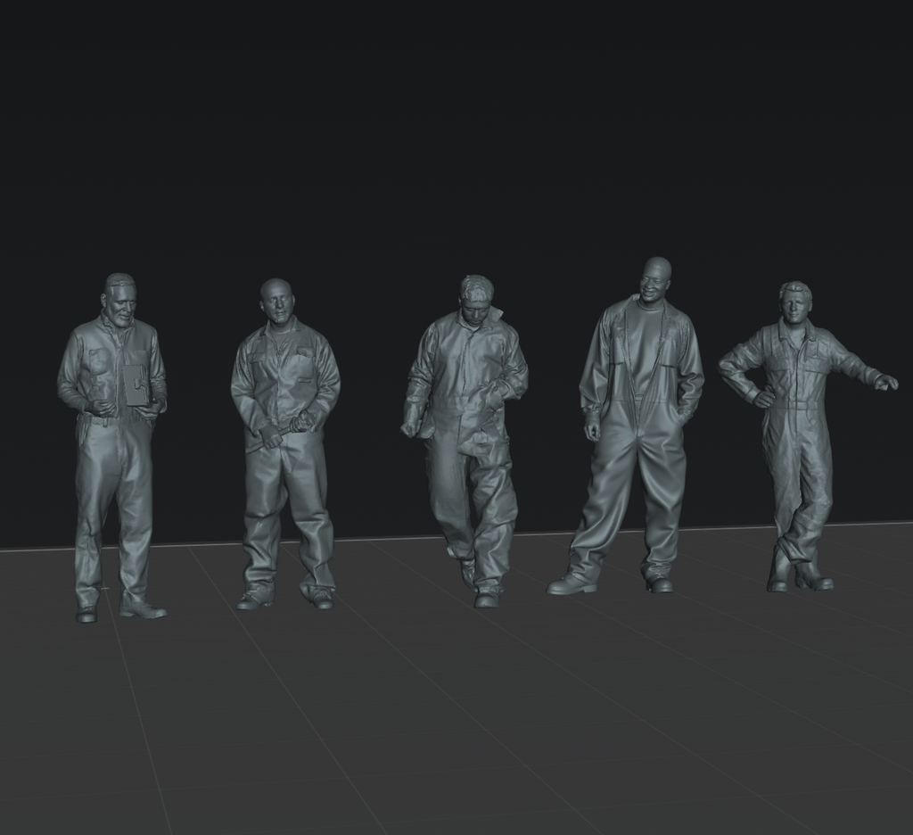 Workers in overalls - 9 figures (STL download)