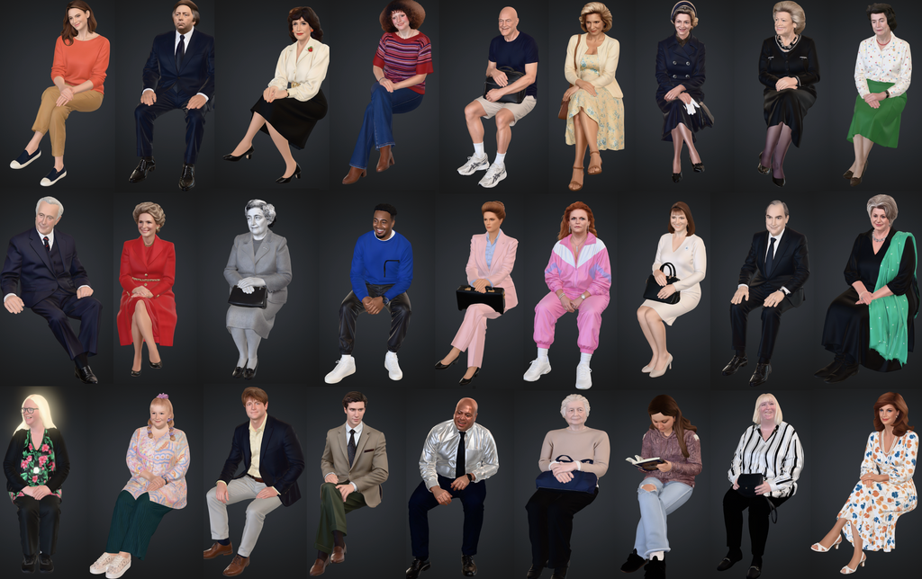 50 Seated people printed