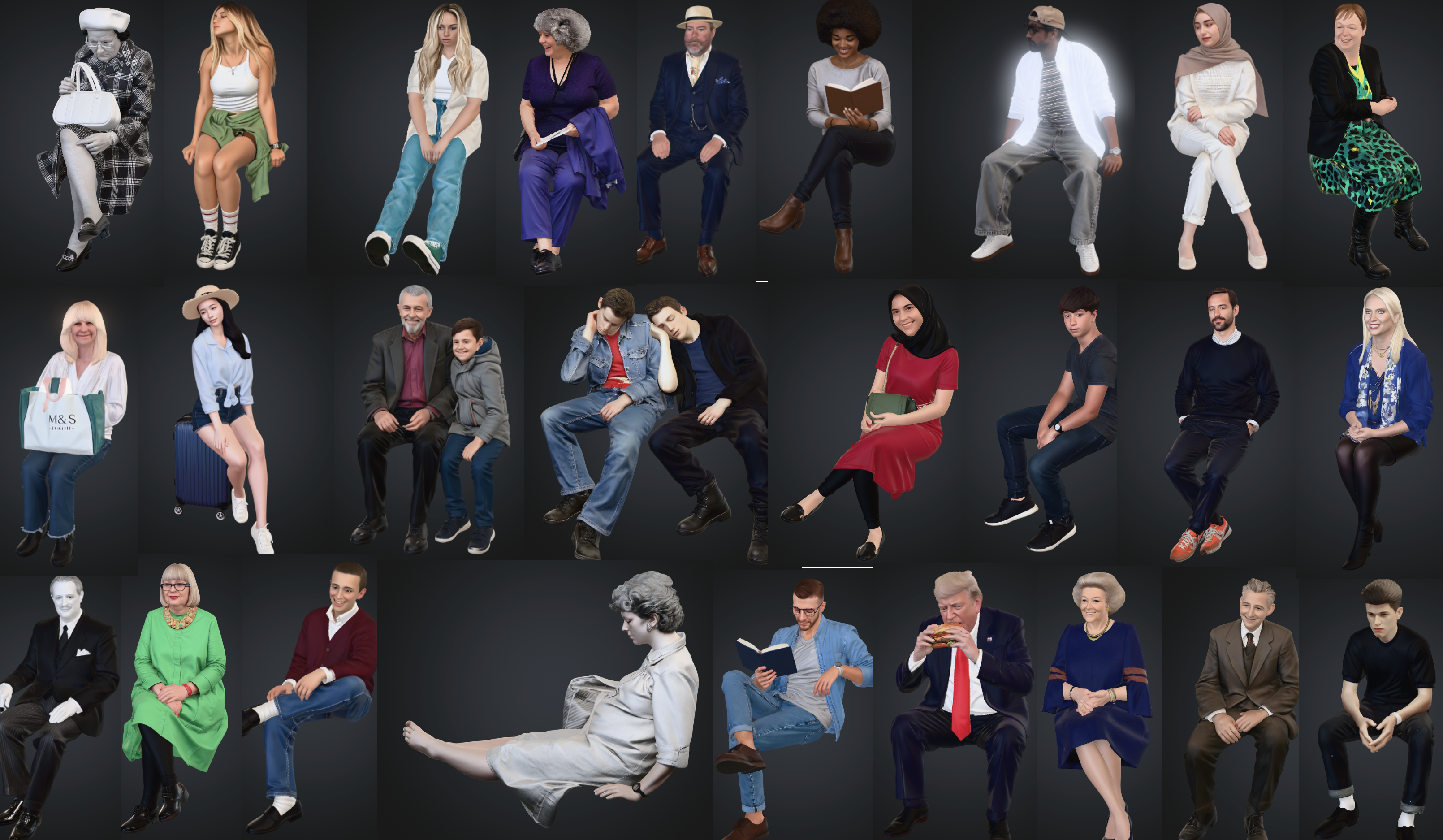 50 Seated people printed