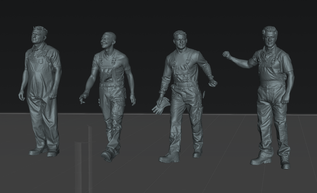 Workers in overalls - 9 figures (STL download)