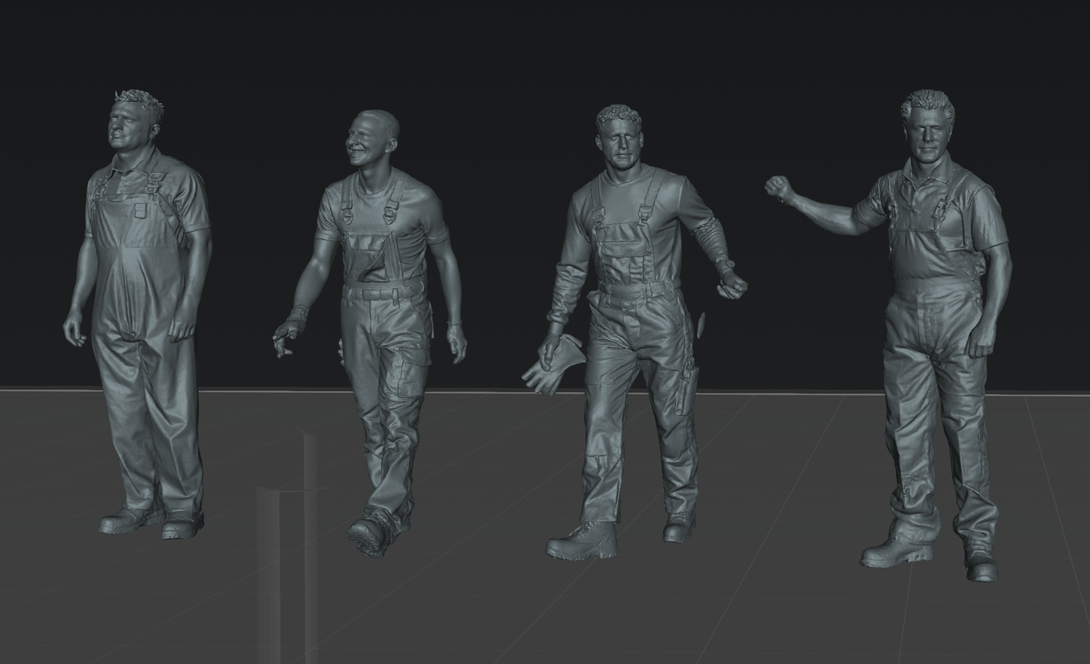 Workers in overalls - 9 figures (STL download)